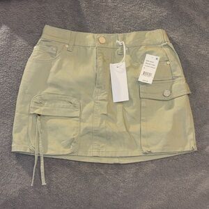 Olive Cargo Mini Skirt